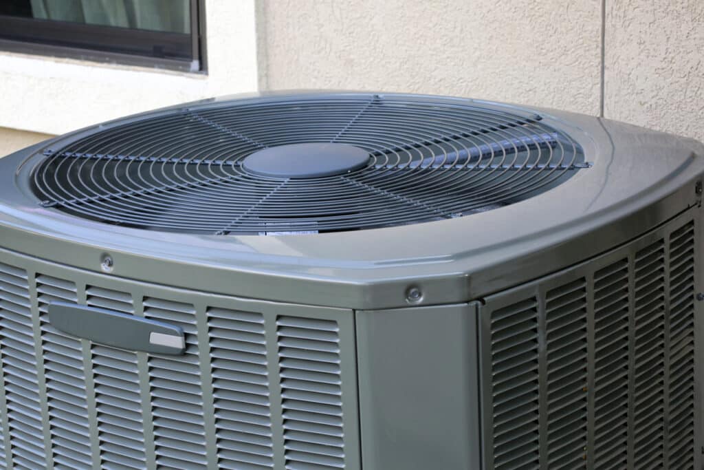 Close up of high-efficiency modern HVAC unit